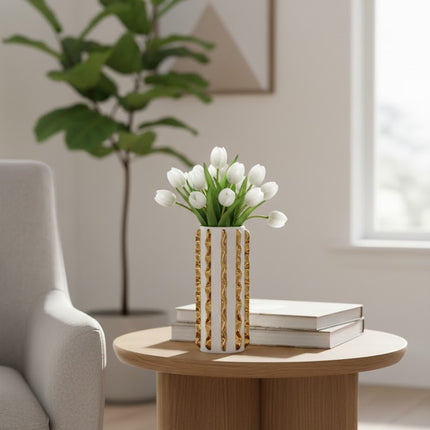 Ceramic Gold Plated Vase 25 x 8cm