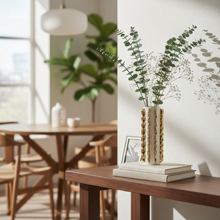 Ceramic Gold Plated Vase 25 x 8cm