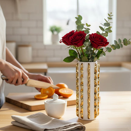 Ceramic Gold Plated Vase 25 x 8cm