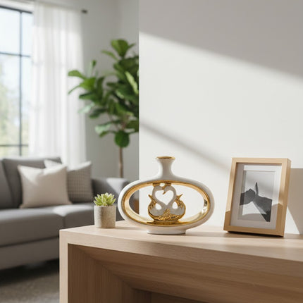 Ceramic Gold Plated Vase 25 x 20 cm