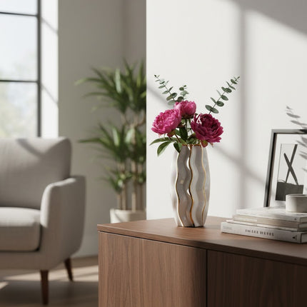 Ceramic Gold Plated Vase 18 x 6cm