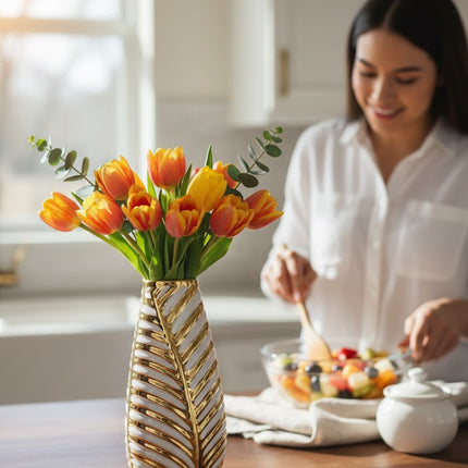 Ceramic Gold Plated Vase 26 x 12 cm
